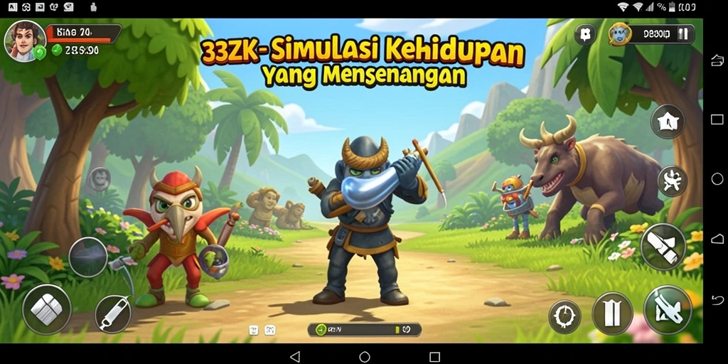 Tangkapan layar gameplay 33ZK yang menampilkan karakter dan dunia interaktif.