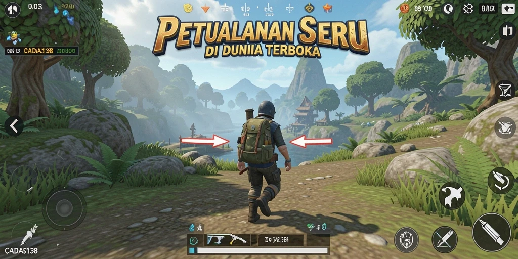 Tangkapan layar gameplay <strong>CADAS138</strong> yang menampilkan petualangan di dunia terbuka yang luas.