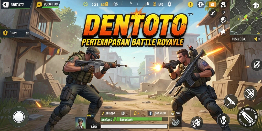 Screenshot gameplay DENTOTO yang intens di arena Battle Royale.