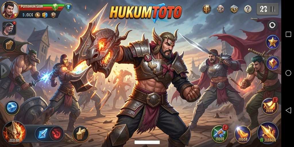 Gameplay HUKUMTOTO yang menegangkan dan penuh aksi pertarungan.