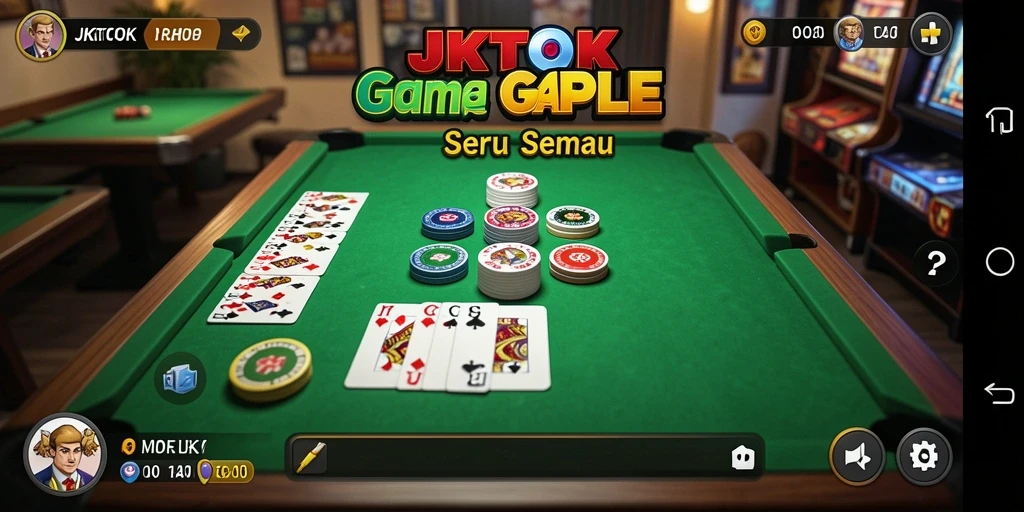 Tampilan screenshot JKTOK menunjukkan antarmuka permainan Gaple yang menarik.
