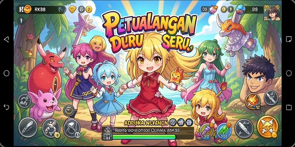 Screenshot RK88 menunjukkan pertarungan epik karakter Anime.