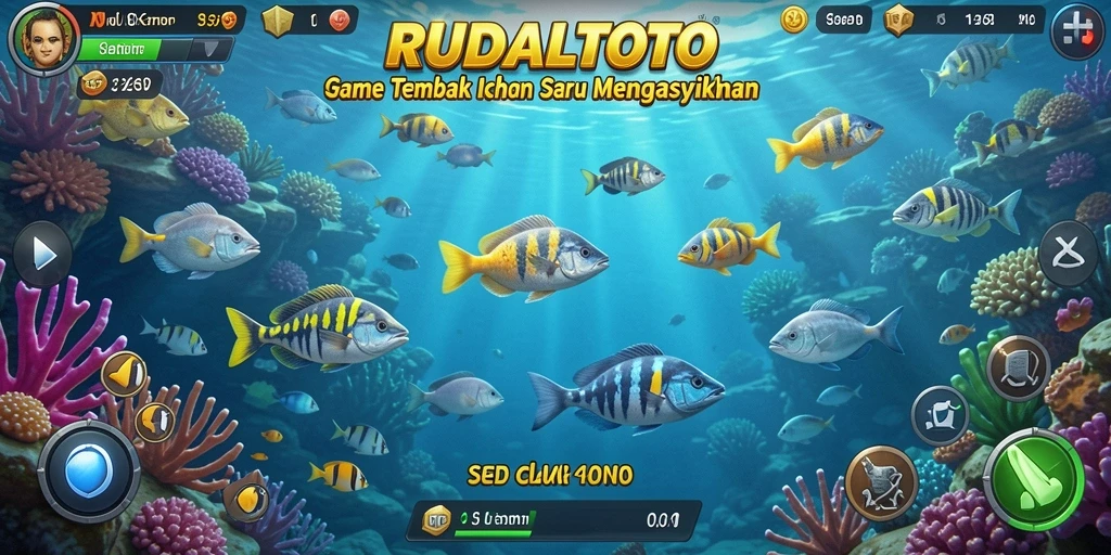 Screenshot gameplay RUDALTOTO yang menampilkan aksi tembak ikan.