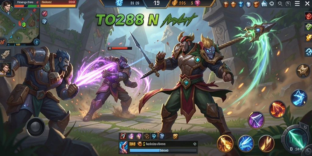 Tampilan gameplay TO288 yang menegangkan saat bertarung di arena MOBA.