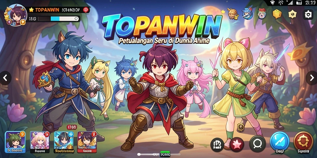 Tampilan gameplay seru di dunia anime yang penuh warna.