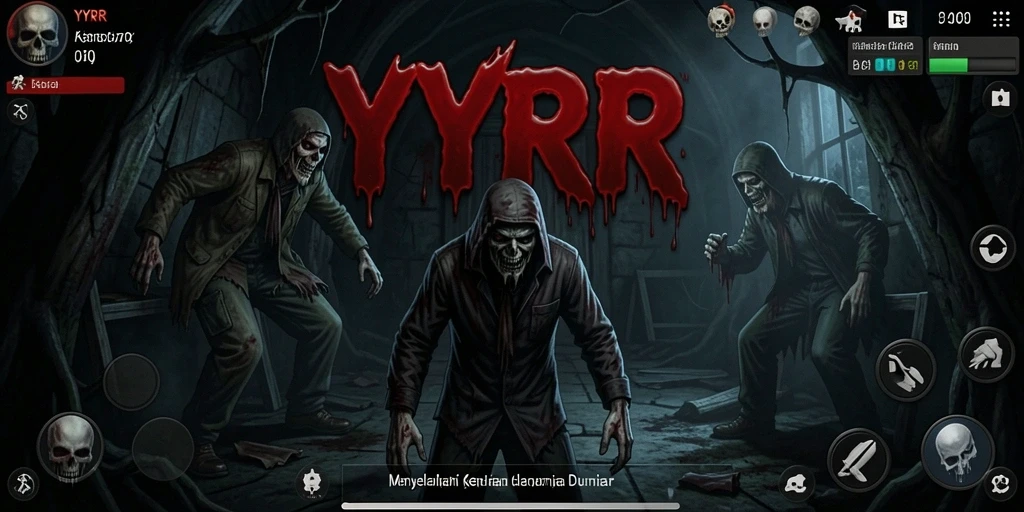 Screenshot gameplay YYRR menunjukkan ketegangan yang mendalam dan suasana horor yang mencekam.